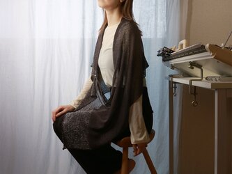 ◆即納◆Saiph[サイフ] 裾ラメ・エアリーストール / ディープフォレスト・グレー　×　シルバー・ラメの画像