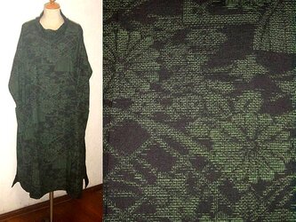 Sold Out着物リメイク♪ロールカラー菊文紬ゆったりワンピース♪ハンドメイド♪紬・正絹・ロールカラー・菊文様・ゆったりサイズの画像