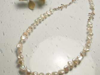 【silver】淡水バロックパールとつる草のロングネックレス　Ｎ294の画像