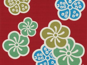 風呂敷  ふろしき　お弁当箱包み　いせ辰　花　大梅　エンジ　50cm幅　綿100％の画像