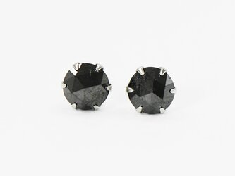 プラチナ900　ブラック ダイヤモンド　ローズカット 4.5mm　ピアス　BX020-ACTの画像