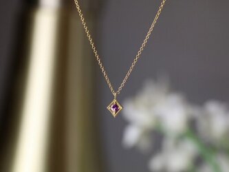 1月誕生石◇ワインレッドガーネット菱形ネックレス SV925(K18GP) or K10 or K18〈LN004ga〉の画像