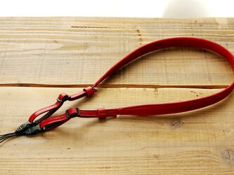 《Horse Leather》スリムカメラストラップ 　バーガンディー　アジャスター付きの画像