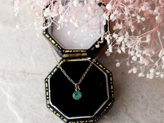 【K10】ブラジル産宝石質エメラルドの一粒ネックレス(ファセットカット)＊5月誕生石の画像