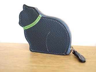 お座り子猫のコインケース・グレー×ライムの画像
