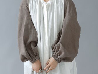 【wafu】リネン ボレロ 袖くしゅカーデ リネンカーディガン 先染め中厚/丁子茶(ちょうじちゃ) h001f-cja2の画像
