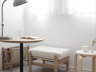 スツール/オットマン /オーク無垢材/oak/stool/ottoman/天然繊維/コットン/リネンの画像