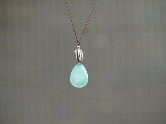 ブルーカルセドニー・大粒・天然石・カレンシルバー・紐・ネックレス