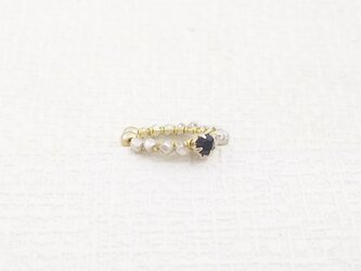 一粒ラインストーンイヤーカフS(ジェット×プラチナ)  I0109の画像