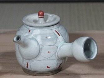 陶器 【粉引き赤絵急須 丸】KYU4の画像