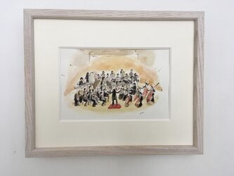 額付きアート「演奏会」水彩画 原画の画像