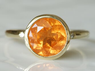 K10製　スペサタイトガーネットとダイヤモンドのリングの画像