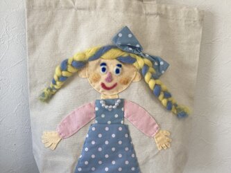 女の子バッグ ドット水色の画像