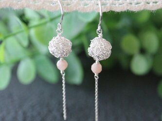 [silver999] 純銀クロッシェボールとチェーンとムーンストーンと・・・（ピアス／イヤリング）の画像