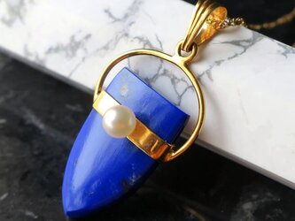 【K18】ラピスラズリ パール ペンダント 12月誕生石 瑠璃色 清楚｜天然石ジュエリー クリスマスギフト対応