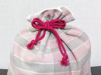 手織り布の巾着袋～草木染・綿～の画像