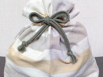 手織り布の巾着袋～草木染・綿～の画像