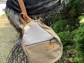 『受注製作品』がまぐちBody Bag15(F) 倉敷帆布　ベージュ系の画像