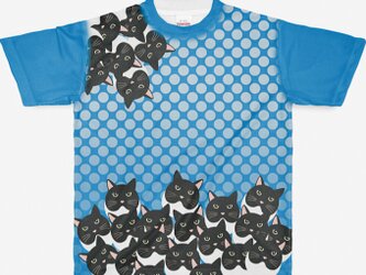 《受注製作》猫柄グラフィックTシャツ（ブルー系）の画像