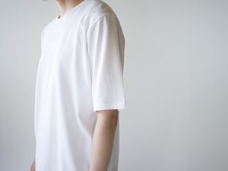 コットンシルク5部袖カットソー/white/size2の画像