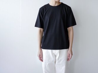 size1/cotton silk/half sleeve tshirt /blackの画像