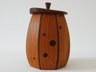 八角下膨型縞茶器／ケヤキの画像