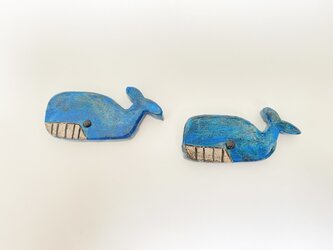 藍のクジラの箸置き（２個入り）の画像