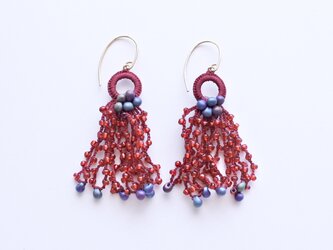 Tassel pierce Red タッセルピアス　赤の画像