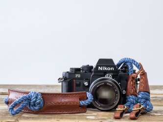 一眼レフ仕様Eight knot　カメラストラップ（インディゴ）の画像