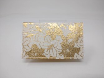 ギルディング和紙カードケース　百合 白地 金箔の画像