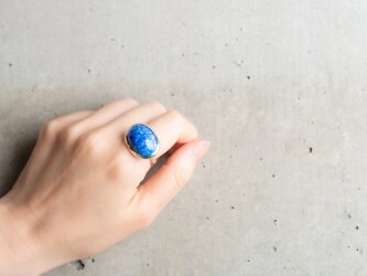 KISSHO 「青海波」絵具を混ぜたようなブルーのラピスラズリ シルバーリングの画像