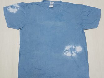 藍染め絞りTシャツ　メンズ　Mサイズ　草木染め　インド藍染め　の画像