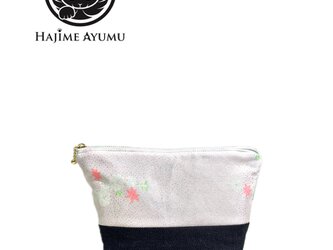 【現品1点限り‼︎】HAJIME AYUMU 花柄着物生地&高級児島デニム デザインポーチ2の画像
