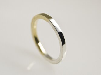 鏡面 シルバー×真鍮バイカラーハーフフラットリング 2.0mm幅 ミラー｜SV×BS RING｜510の画像
