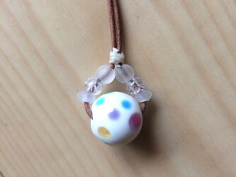 うさ様オーダー依頼／革紐ネックレス　ー小粒の虹色のドットーの画像