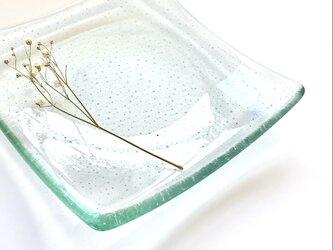 「泡沫〜あわがらすのお皿〜」透明ガラスに気泡を閉じ込めたお皿　ガラス工芸　食器　小物置き　小皿　プレート　お皿　ギフト　夏の画像