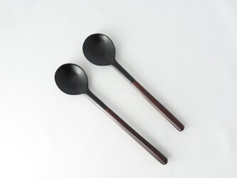 本堅地 黒漆塗り スプーンの画像