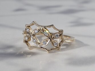 K18 4 petal flower ring Ⅱ[R070K18YG]の画像