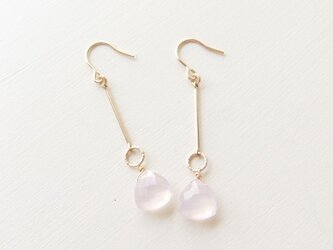 ローズクォーツスティックピアス(14kgf)の画像