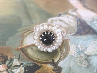 {オニキス/真珠} Antique silver ringの画像