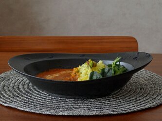 みかわちカレー皿 ブラックブラッシュの画像
