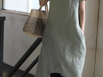 【夏NEW】LINEN＊フレンチスリーブV襟ワンピース　の画像