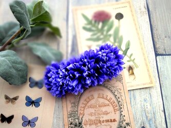 夏の花のバレッタ ■ 矢車菊 ■ 濃い紫色の画像