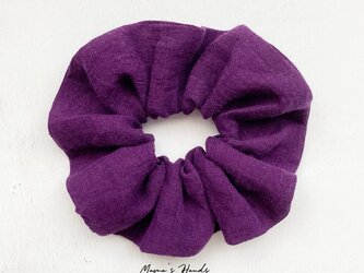 リネン 東炊き ラベンダー 濃紫 シンプル シュシュ ヘアゴム♪の画像