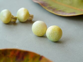 【陶器】まるsprayピアス/イヤリング グリーンレモンの画像
