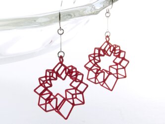 frame-A カーディナルレッド・ピアス（イヤリング）#3Dプリントアクセサリーの画像