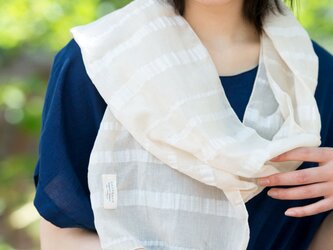OrganicCotton &Linen（ラミー）ボーダー　コンパクトマフラーの画像