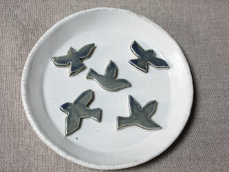 トリの箸置き5個セット（青色）の画像