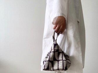 絣×濃紫のミニバッグの画像