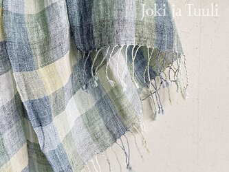 Linen Scarf 　フォレストブルーグリーンmixの画像
